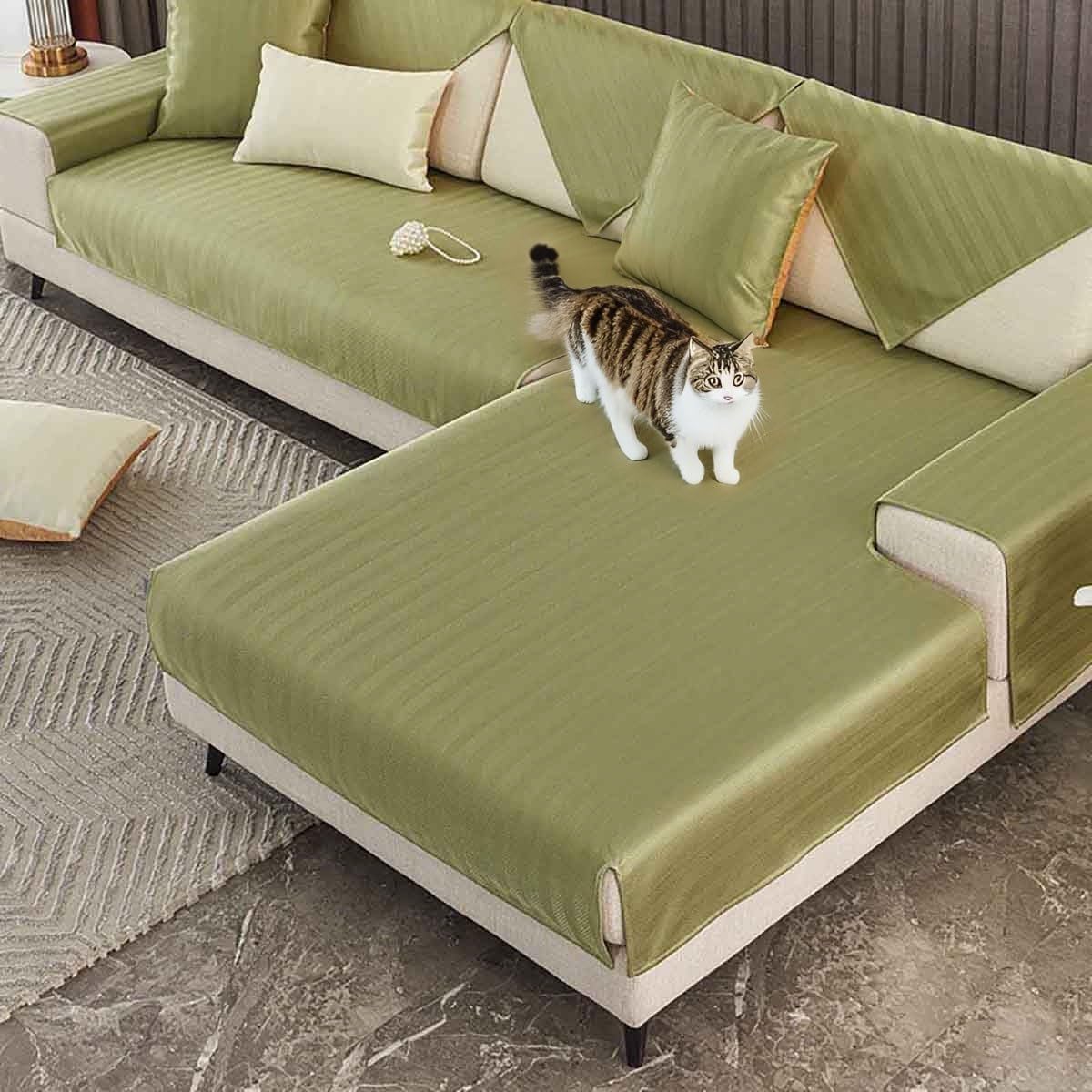 Funda de sofá en forma de L, tacto fresco con silicona antideslizante, apta para mascotas, antimanchas, para perros y gatos, duradera y elegante protector de muebles
