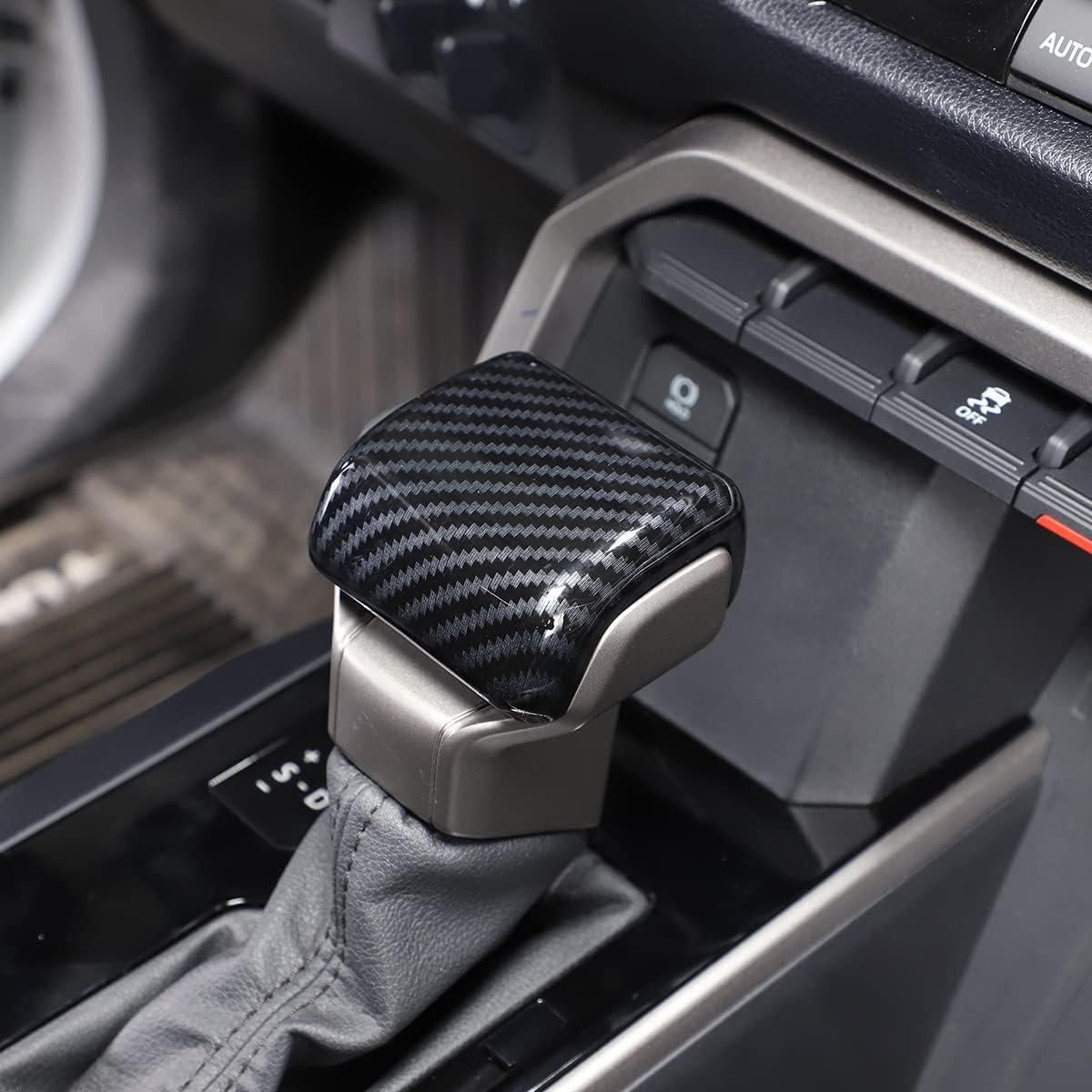 ABS Car Console Gear Gear Shift Knob Head Protection Trim,Shift Gear Protection Trim,Compatible with Toyota Tacoma 2024+ Interior Accessories (Black Carbon Fiber)