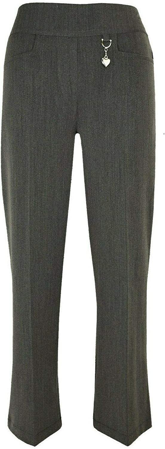 Insafians Girls Grey Half Elasticated Pull Up School Uniform Trousers With Heart Pendant (As8, Age, 7_Years, 8_Years, Slim, )