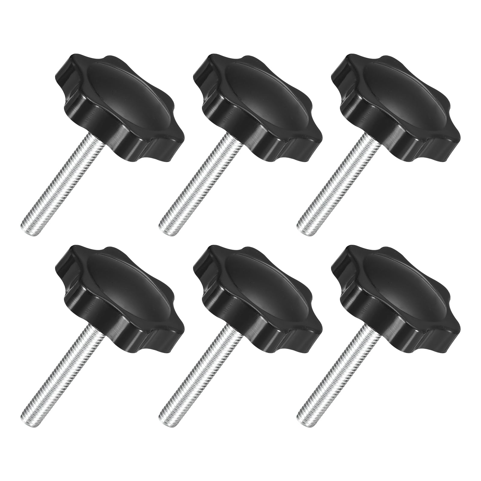 sourcing map 6Pcs M5 x 30mm Star Knobs, Plastic Hex Shaped Clamping Knob Screw Hand Tightening Replacement Knob for Umbrella Base Replacement knob