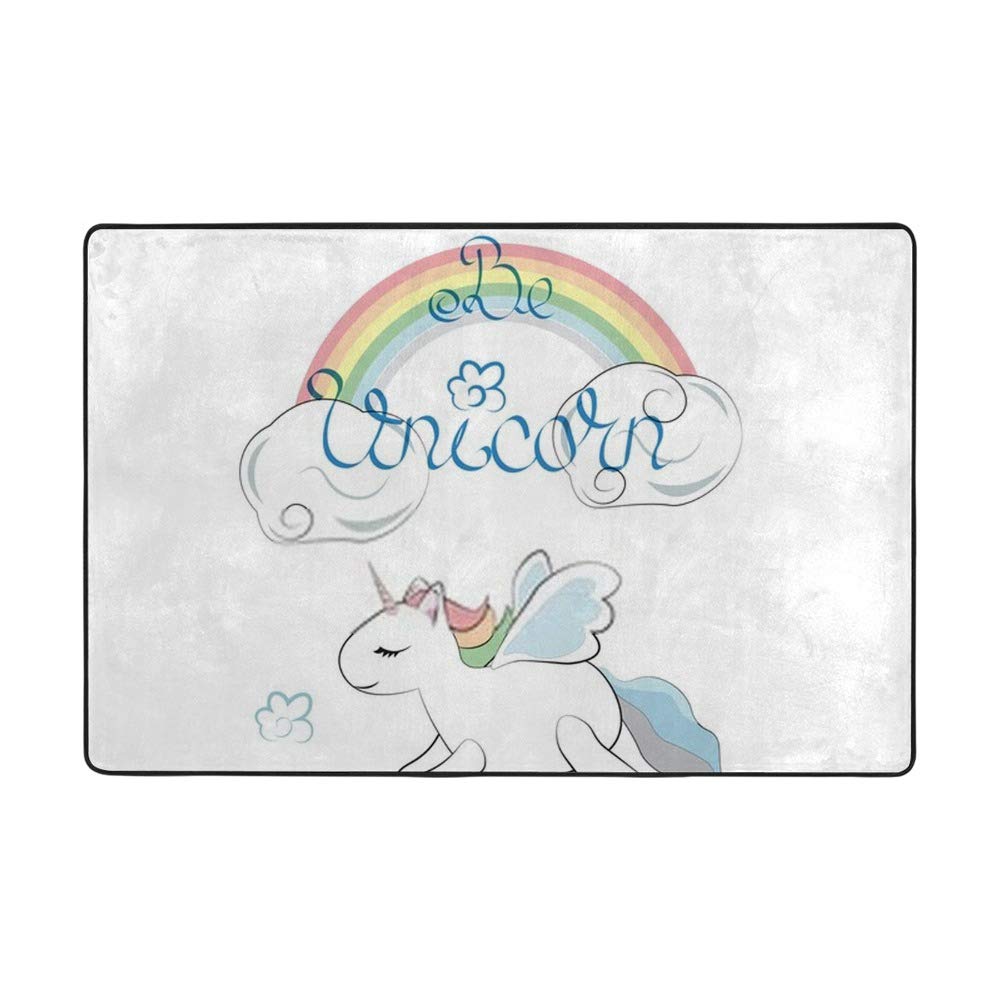 Tapis de salon licorne en velours corail Ruchen 152x99 cm
