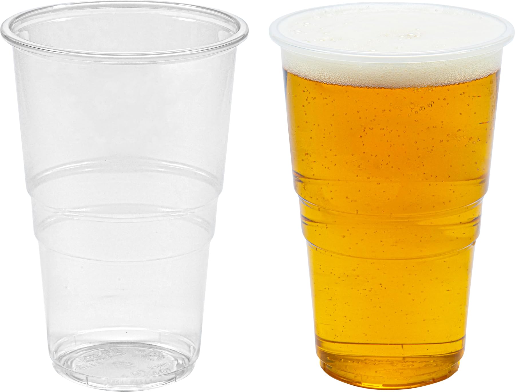CATERWELL Strong Clear Disposable Plastic Pint to Brim Glasses, CE Marked 568ml (Box of 1000)