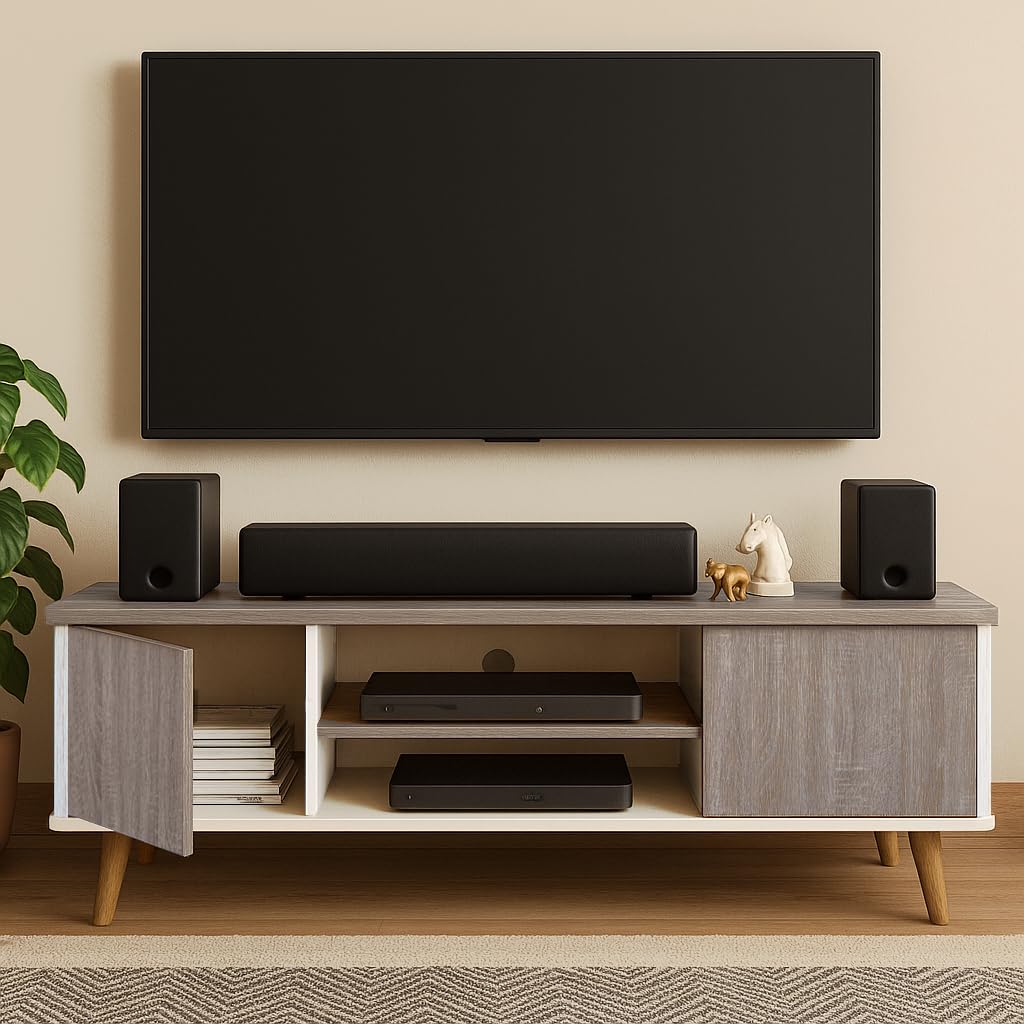 Furniva Bella Engineered Wood Modern TV Unit Cabinet/TV Entertatinment Unit and Set Top Box Stand | Open Shelves for Books and Decor Display Unit - Suitable for Upto 65 Inches - DIY Assembly discount deal