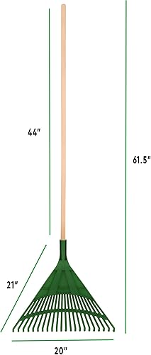 Miniatura 2 de Superio Rastrillo para niños con mango de madera dura, cabeza de plástico duradero para barrer hojas en el césped y ordenar el jardín, 34 pulgadas