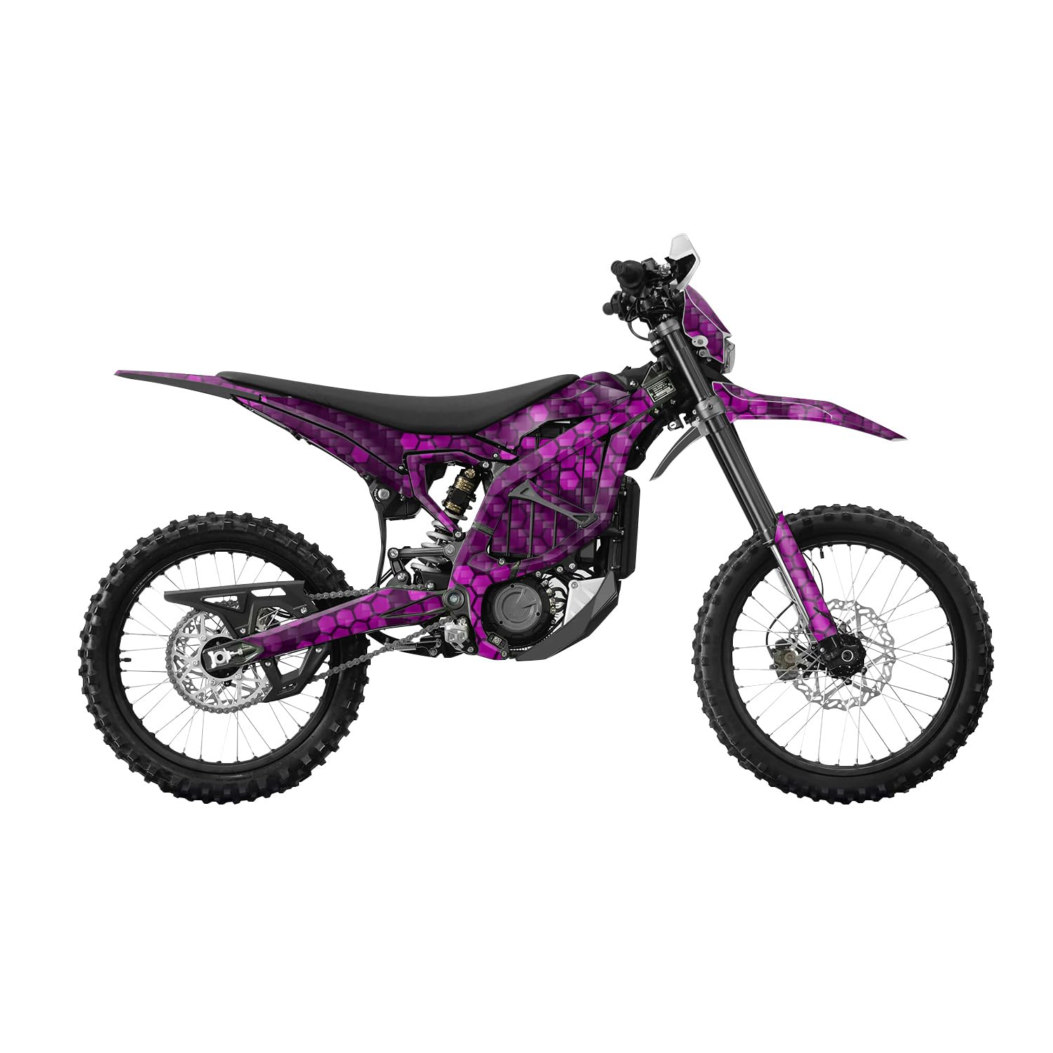Carbon Fiber Surron Ultra Bee Graphics Kit Wrap - Pink Hexa Camo - Sur-Ron Skin - Premium 3M Vinyl Protective Wrap Decal Cover - Easy to Apply | Crafted in The USA by MightySkins