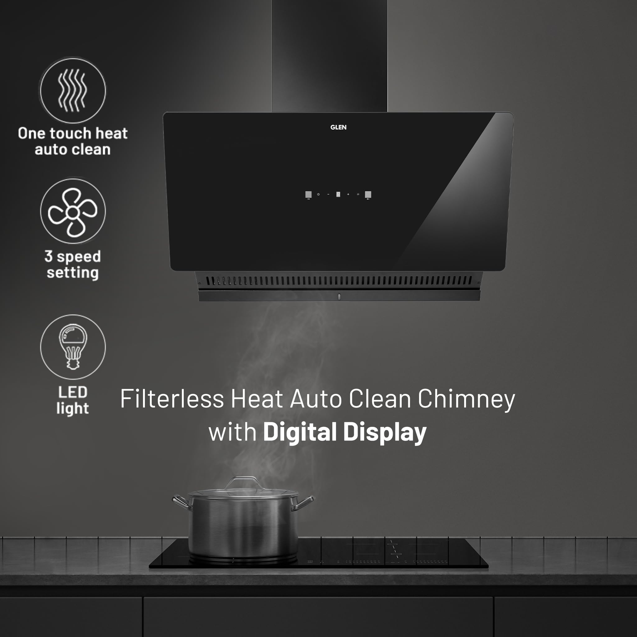 Glen 75cm Kitchen Chimney - Powerful & Easy Clean -8