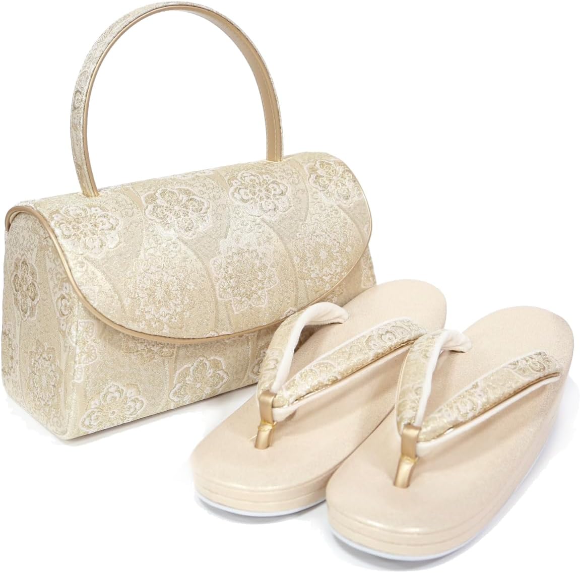 和装 草履バッグセット 振袖 帯地 ゴールド 金 フリーサイズ w22-1