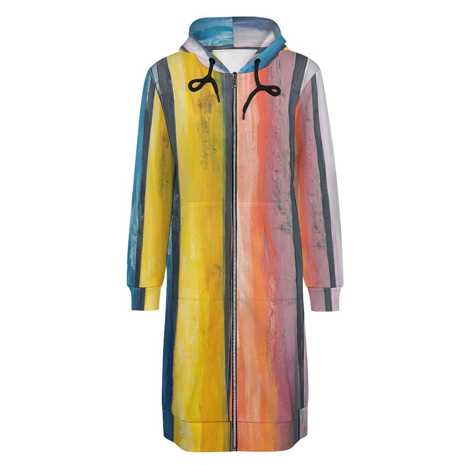 Felpa Donna con Zip Felpe Sportiva con Tasche E Cappuccio Strisce Verticali Colorate Morbida Invernale Giacca Regolabile Confortevole per Uso Quotidiano Casual