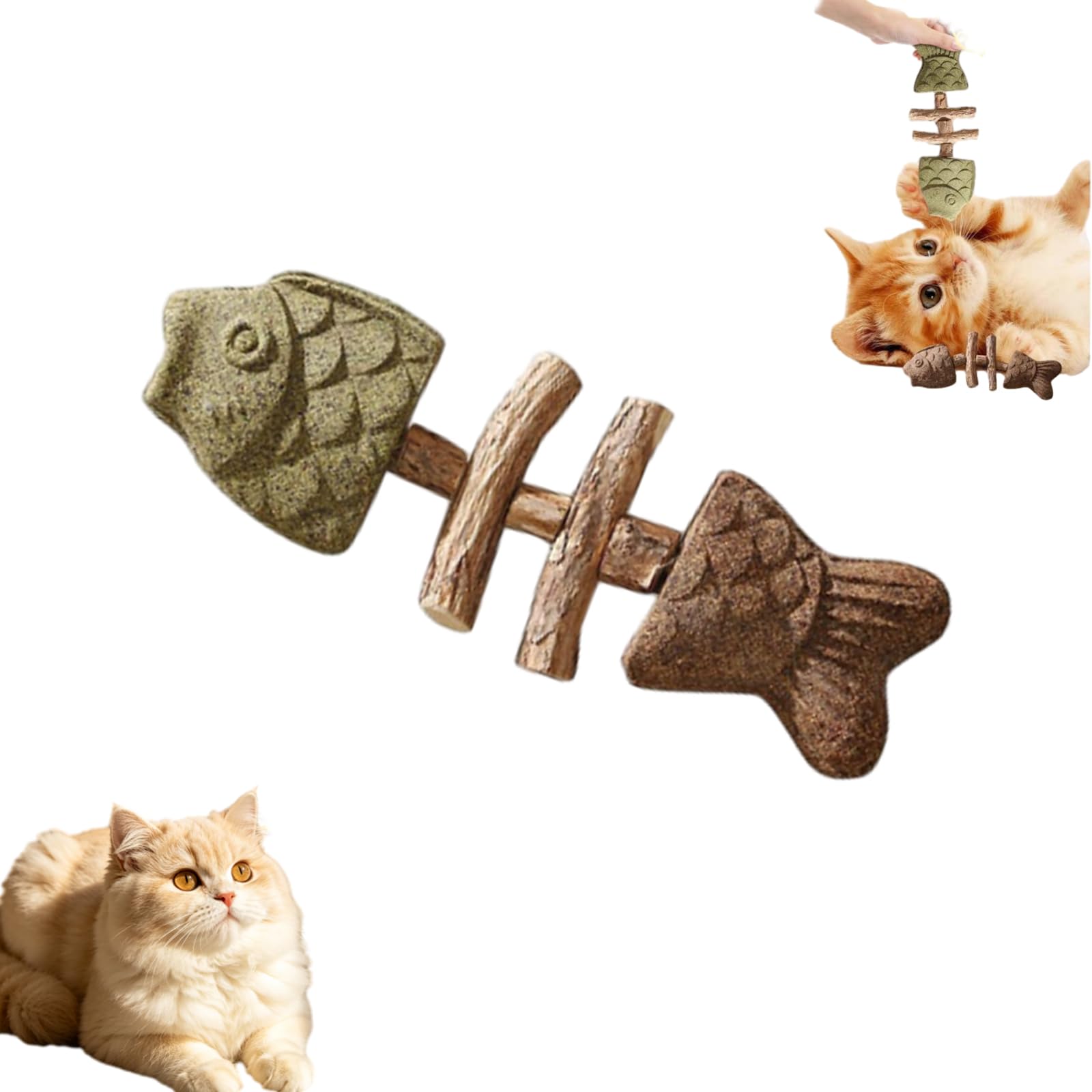 Sterling Whiskers Catnip & Silvervine Chew Fish 3 Pack, Catnip and Silvervine Chew, Fish Bone Shaped Chewing, Natural Dental Care Chewing for Cats (Mix1)