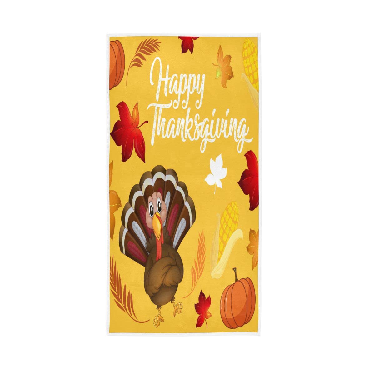 LSRCPD Cute Turkey Happy Thanksgiving Soft Large Hand Towels Bath Towel Multipurpose for Bathroom Hotel Gym Spa 30"x15"