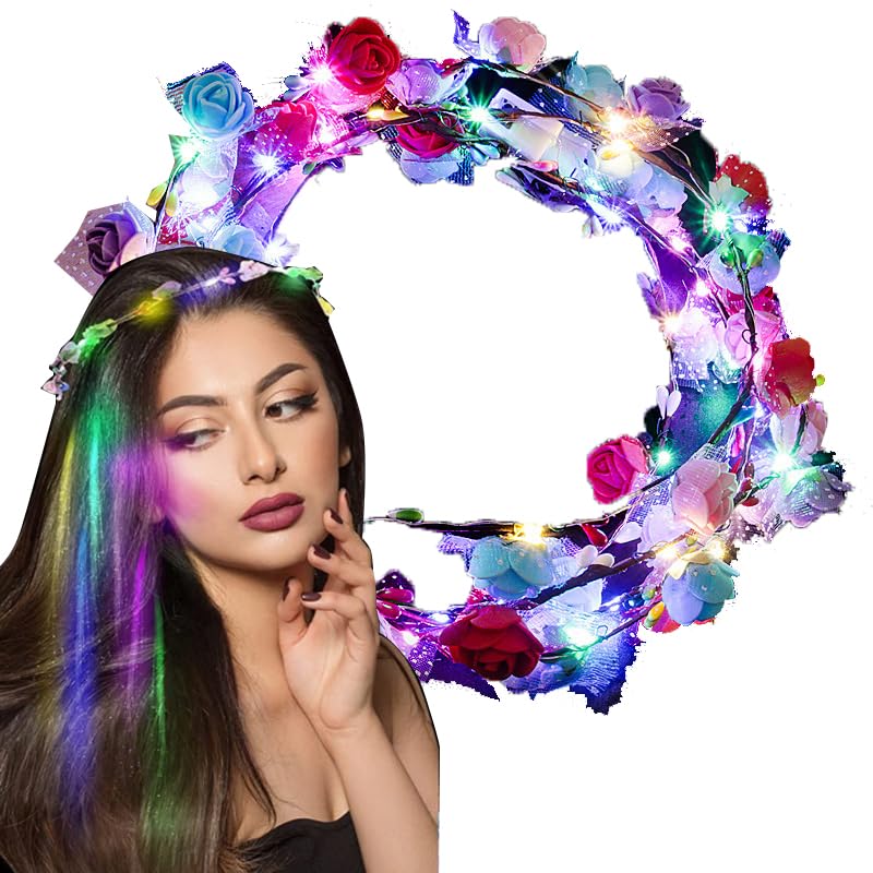 LilaLemon 3pcs Light Up LED Flower Headband