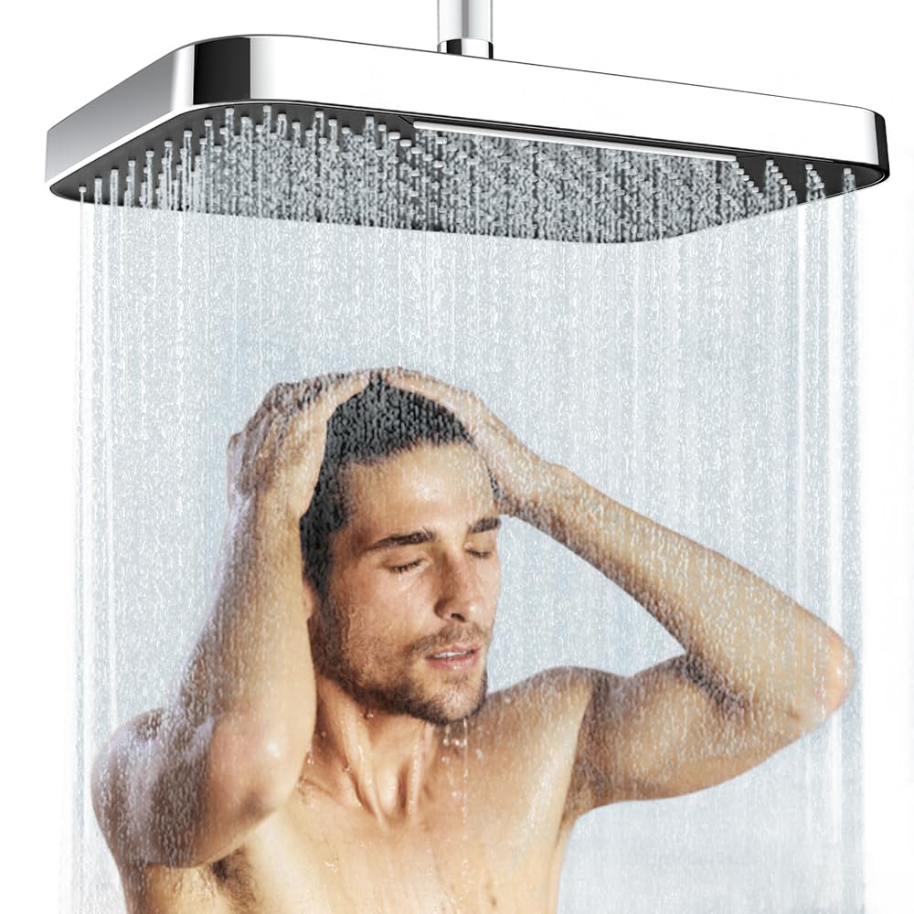 Soffione Doccia Grande 33cm Parete Docce Fisse Anticalcare Regolabile 360°