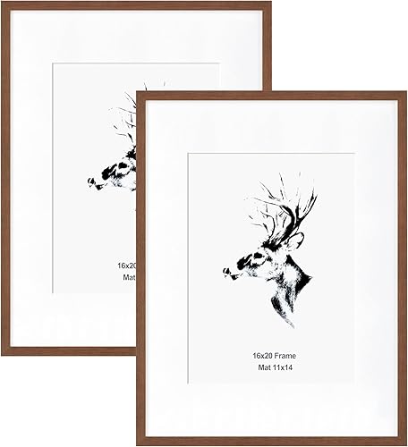 Miniatura 40 de Yaetm Portarretratos de 11 x 14 pulgadas con paspartú para fotos de 8 x 10 pulgadas, juego de 2, marcos de fotos de madera de roble macizo natural