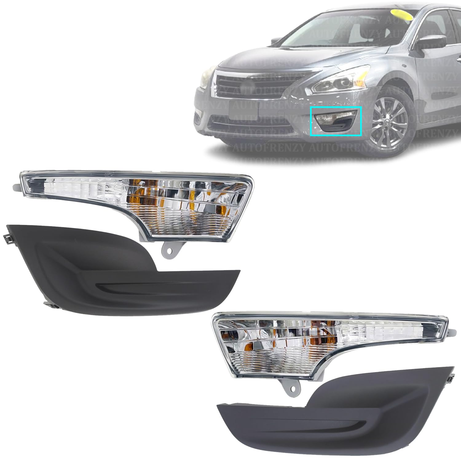 AUTOFRENZY Front Turn Signal Light Kit Compatible With Nissan Altima 2013-2015, OE comparable, Halogen, With bulbs, Driver and Passenger Side