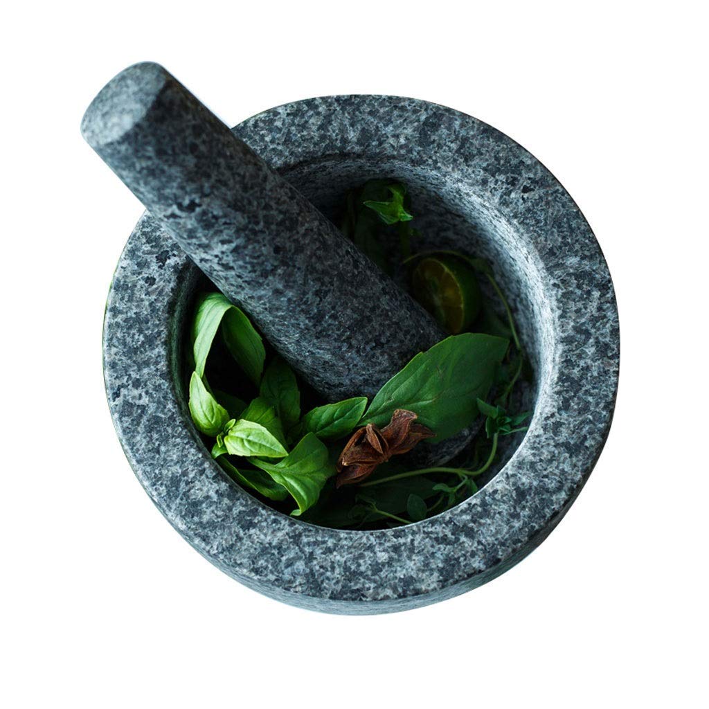Stößel und Mörser, Premium-Stößel und Mörser aus massivem Granit, Gewürzbrecher, Mühle, Mahlpaste, Guacamole, Kräuter, Gewürze, Knoblauch, Ingwer