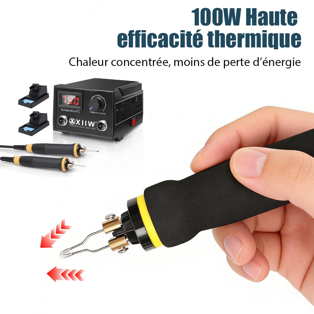 XIIW Kit de Pyrograveur sur Bois Professionnel 100W avec 2 Stylo 23 Pointes | Température Réglable 0-750°C | Graveur Bois avec LCD Stylo à Pirogravure Fer à Souder pour Adulte, Cuir, Lettre