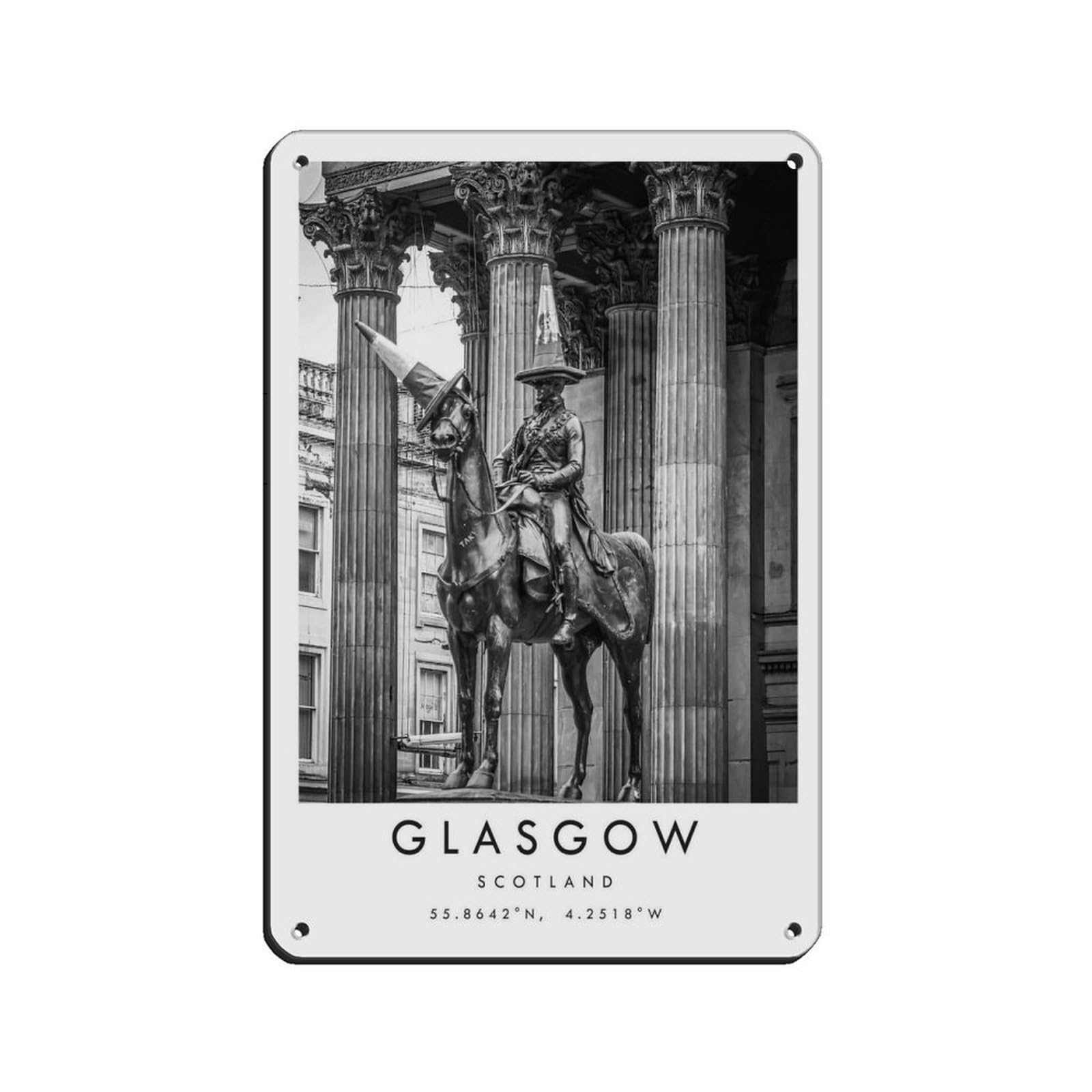 Lxwnze 20L X 30W Cm Glasgow Travel, Glasgow Poster Tin Sign Vintage Metal Pub Club Cafe Bar Home Wall Art Decoration Poster Retro 8X12inch(20X30cm)