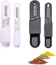 4Pcs Adjustable Measuring Spoon, Plastic Measuring Spoon, Tablespoon and Teaspoon Set, Measuring Dry/Liquid Ingredients, Metering Spoon for Baking, Cooking, Powder (2 White+2 Black)
