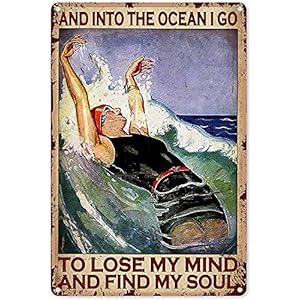 Grappig zwembad borden voor buiten zwemmen atleet, zwemmen meisje in de oceaan, ik ga mijn geest te verliezen Vind mijn…