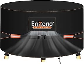 Enzeno Gartenmöbel-Abdeckung, rund, wasserdicht, Gartentischabdeckung mit Lüftungsschlitzen, runde Terrassentischabdeckungen, 420D Oxford-Stoff, Terrassen-Outdoor-Abdeckungen, winddicht (230 x 100 cm)