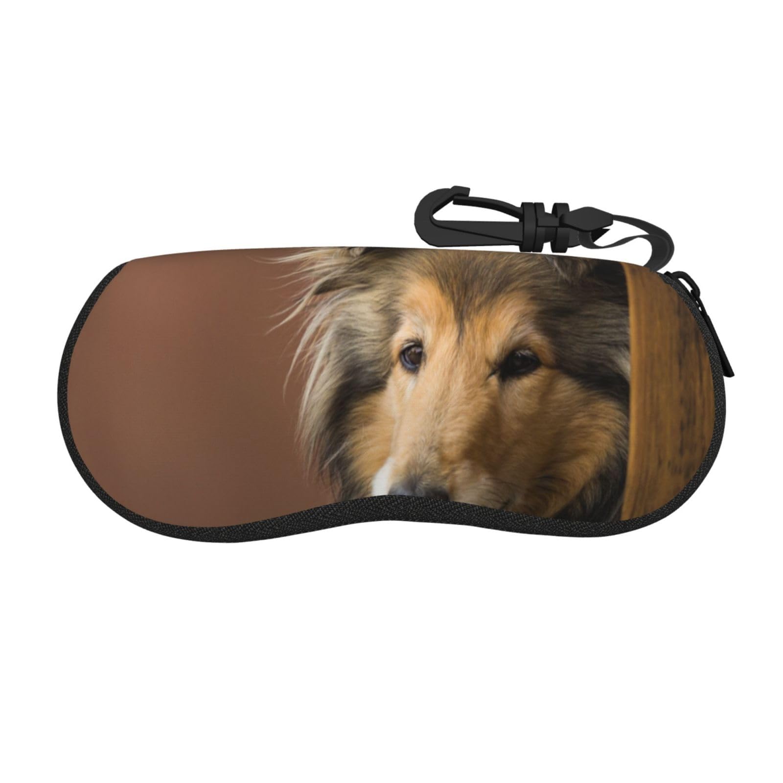 BEEOFICEPENG Glasses Case, Neoprene Portable Sunglasses Case Soft Eyewear Case Zipper Glasses Box, Rough Collie Lassie Dogs Big Fluffy Dogs Pets