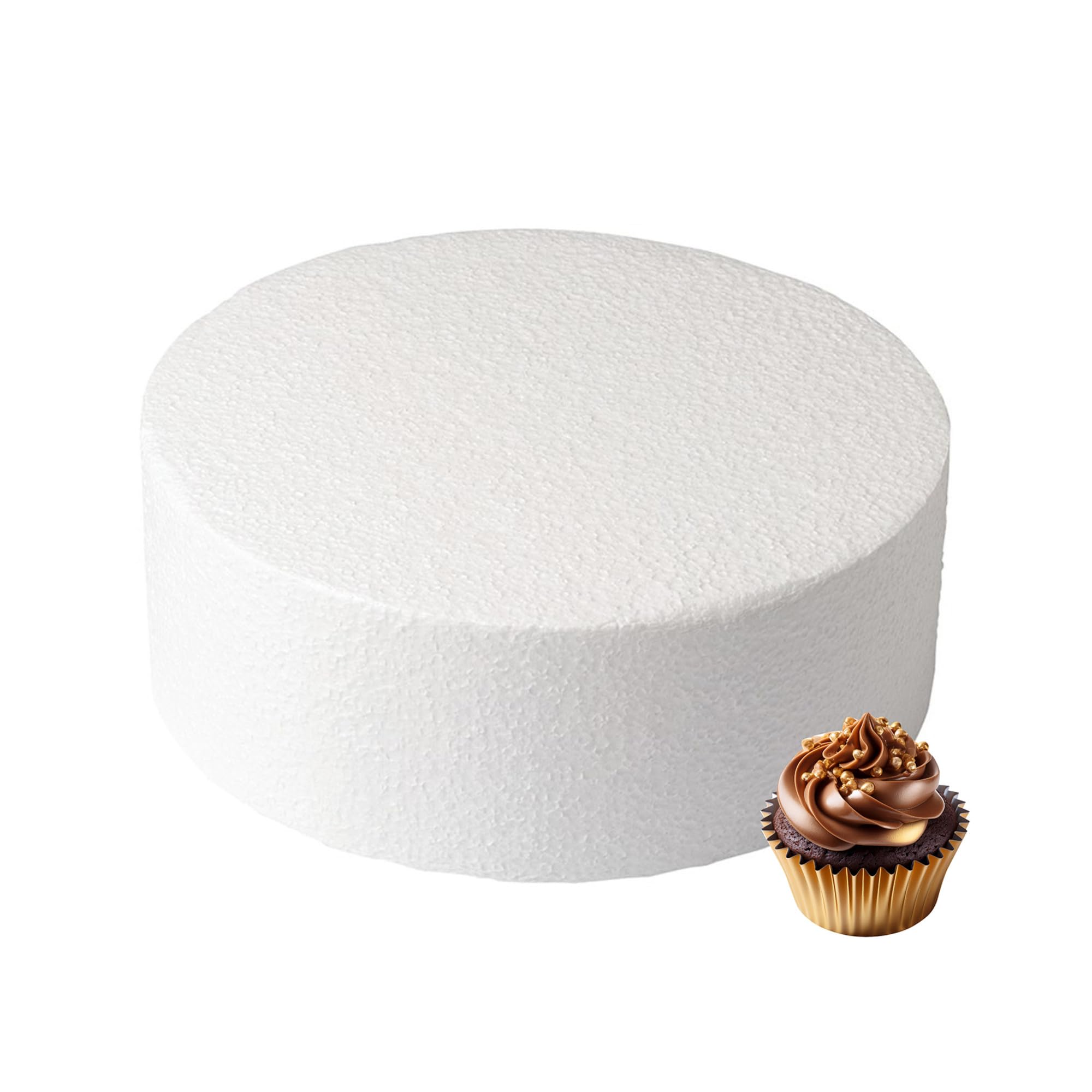 Culpitt 12" x 5" Round Cake Dummy, Straight Edge Cake Form, Practice Cake Decorating or Use for Creating Long-Lasting Displays, Smooth Polystyrene