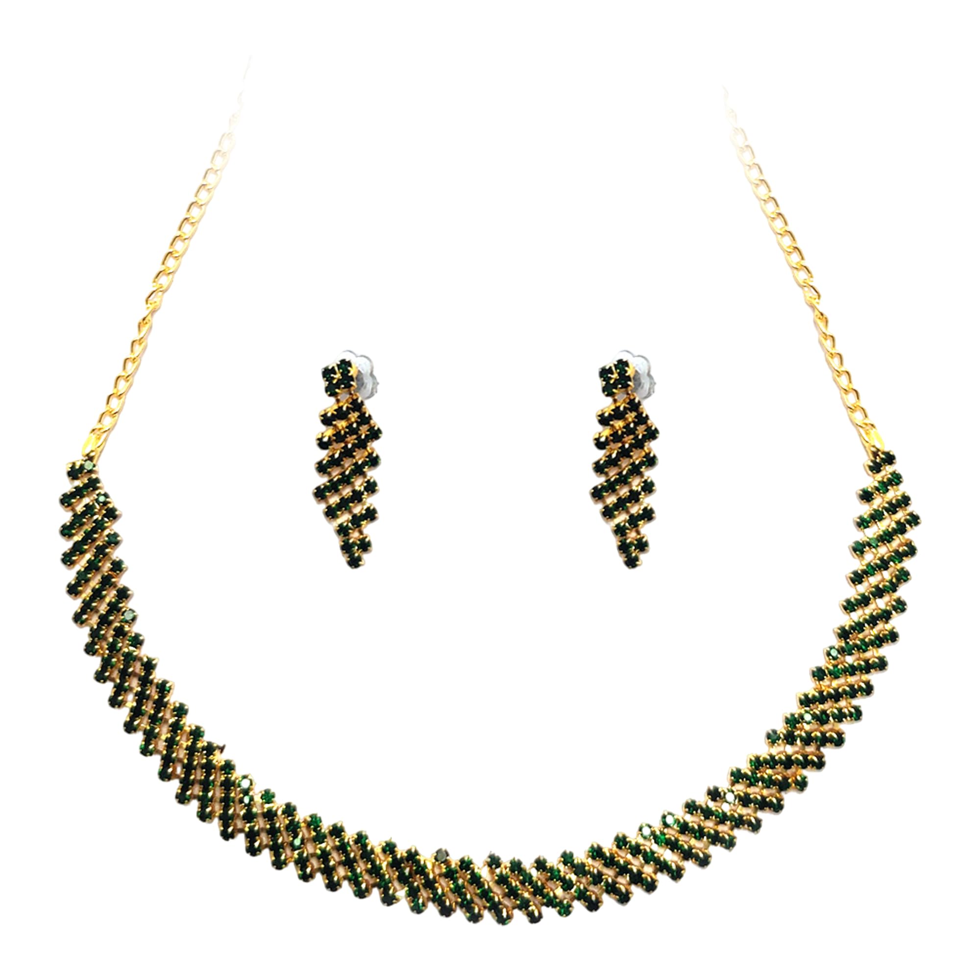 Exotic Fancy Green Stone Gold Plated Necklace Jewellery Set With Earrings For Women & Girls | Weddings, Party & Festivals (B0CXXDVSRX) Amazon Price History, Amazon Price Tracker