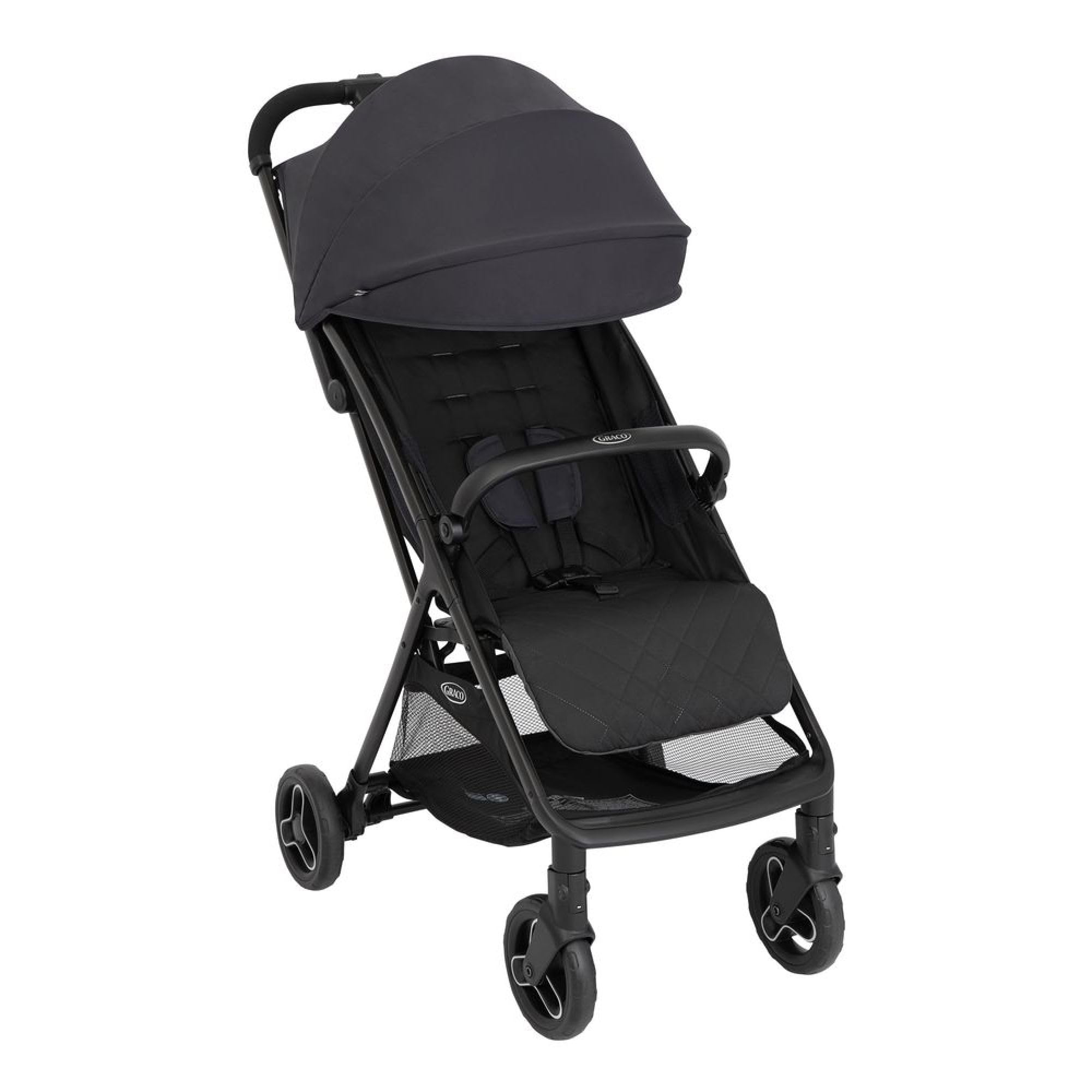 Graco - MYAVO TRIO - Poussette légère avec fermeture rapide (0-22 kg), siège auto bébé (40 à 75 cm), nacelle (mx 9 kg); couleur Charcoal