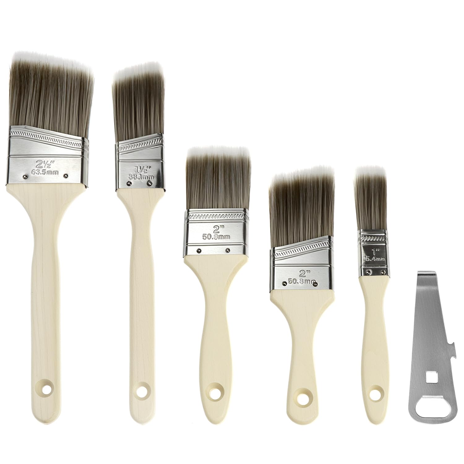 Qwork Qwork® 5-Piece Paint Brush Set, Paintbrushes Decorating, Sash And Trim Brushes, For Home Improvement And Diy Projects