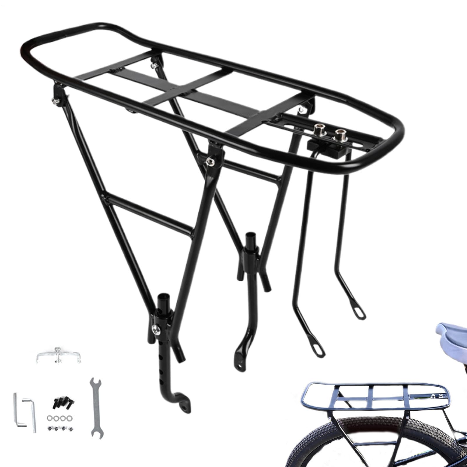 Generisch Cargo Rack Bike, gruby, szeroki tylny bagażnik rowerowy, stojak na rower typu Pannier Comfort for Commuting and Cycling Entuzjasts, Heavy Duty Bike Luggage Accessory, 35 x 15,5 cm