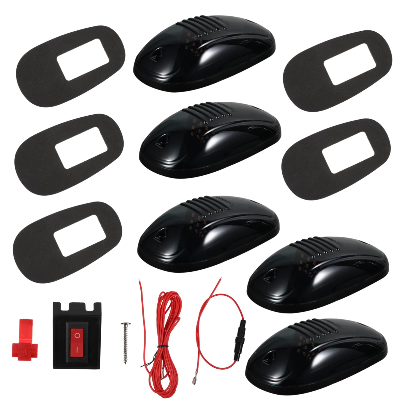 iplusmile Lámparas de Techo LED Resistente al Agua 5 Piezas para Camioneta Luz Amarilla Carcasa Negra Luces de Posición Iluminación Exterior Vehículo para Cabina Uso Nocturno