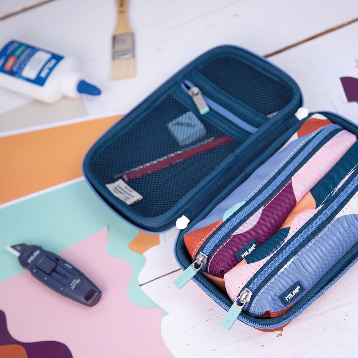 MILAN® Zestaw półsztywny 2 etui z zawartością serii The Fun, wielokolorowe