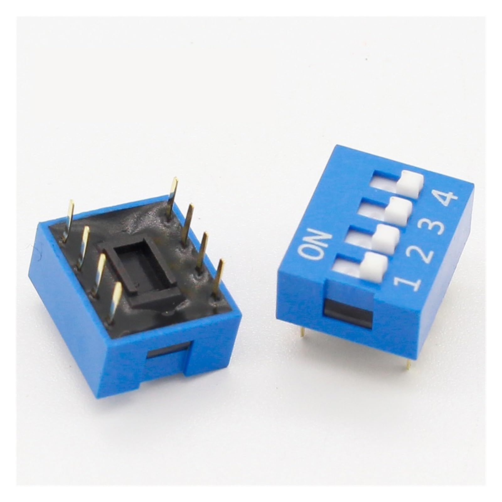 10 Pcs 2 Row 8 Pin 4P Positions 2.54mm Pitch DIP Switch Blue