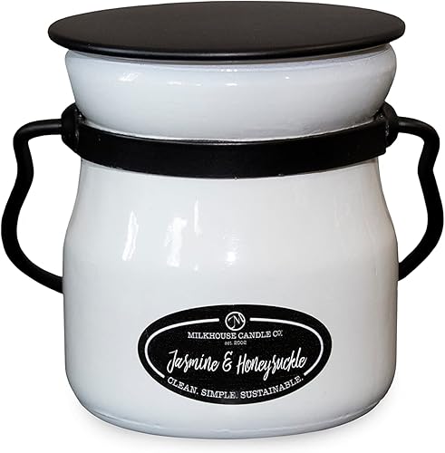 Vista 23 de Milkhouse Candle Company, Castañas asadas, Colección Creamery, Vela de soja perfumada: Vela en tarro de mantequilla, tarro de crema pequeño