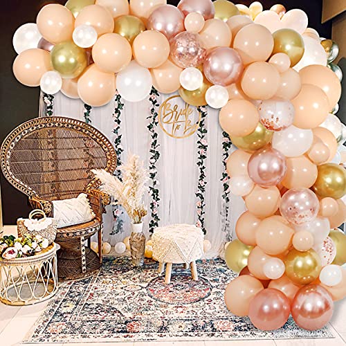 Blush Balloon Garland Kit, Blush Rose Gold Pearl White Gold Balloons for Baby Bridal Shower Wedding Blush Birthday Party Decorations