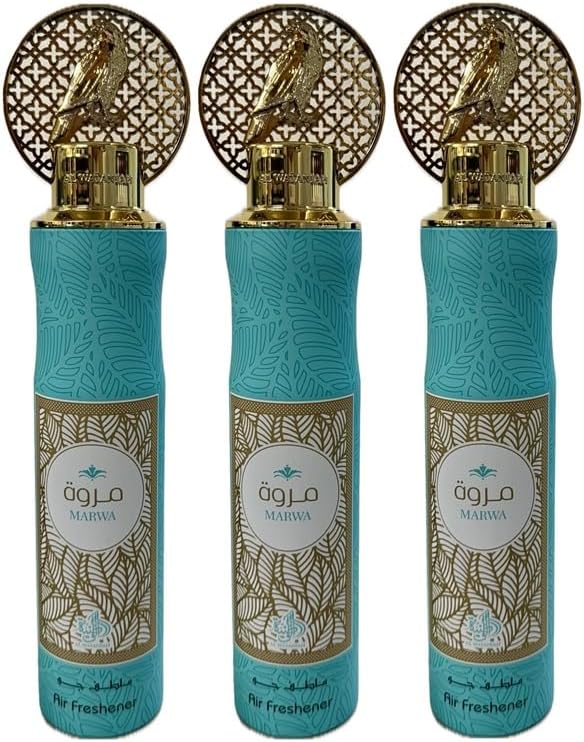 Arabian Air Freshener Bundle (3 x 300ml) Dubai, Luxury Scent, Long Lasting Fragrance (3 x Marwa)