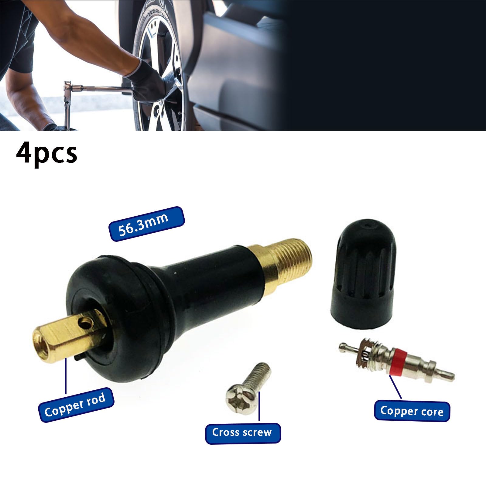 Valvole TPMS 4 Pezzi - Sensori Pressione Pneumatici Per Auto E Moto