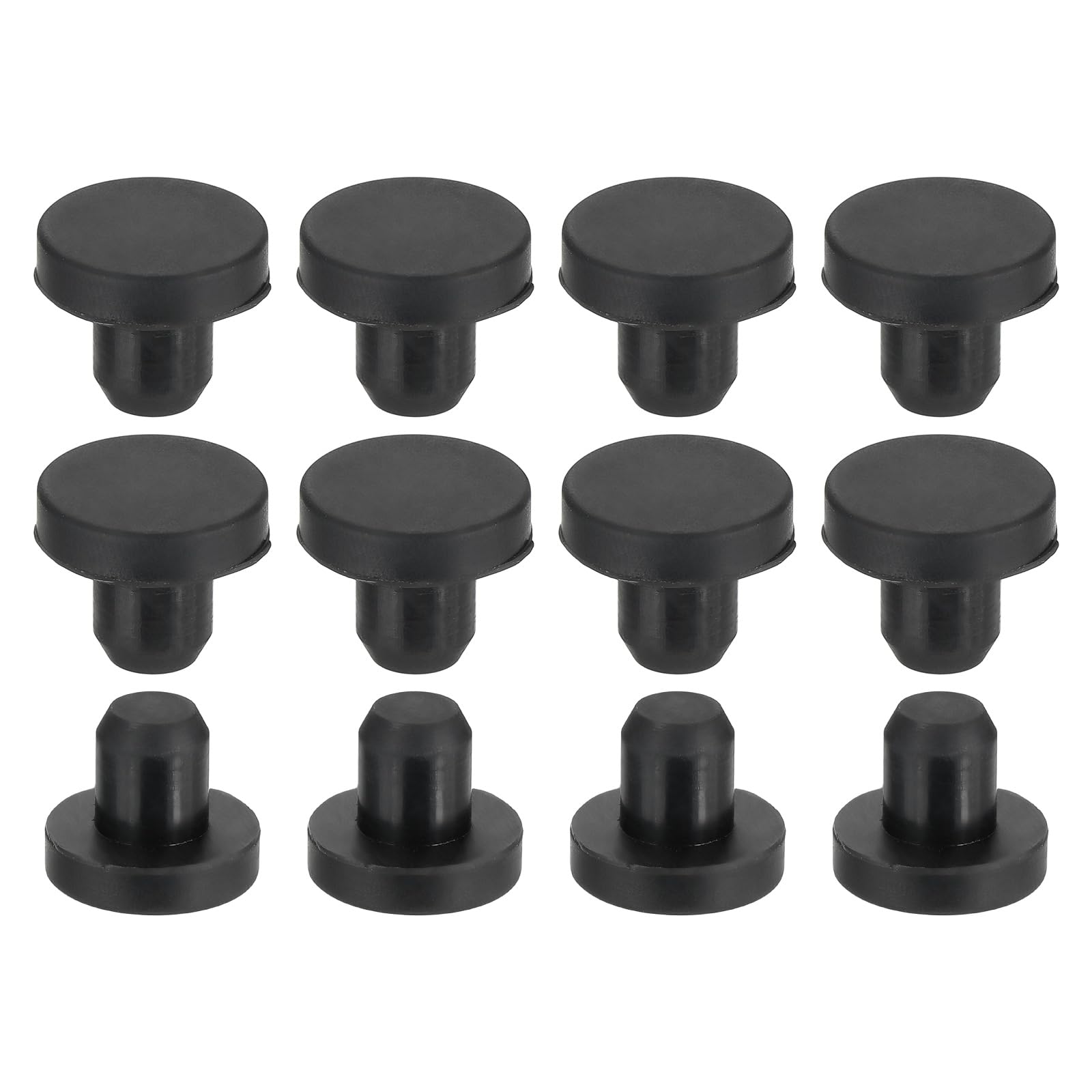sourcing map 35Pcs Silicone Hole Plug 8mm, Black High Temp T Type Rubber Stoppers for 7.3-8.05mm Hole, Solid Waterproof Button Hole End Covers for Powder Coating, Sealing Plugs, Pipe Holes