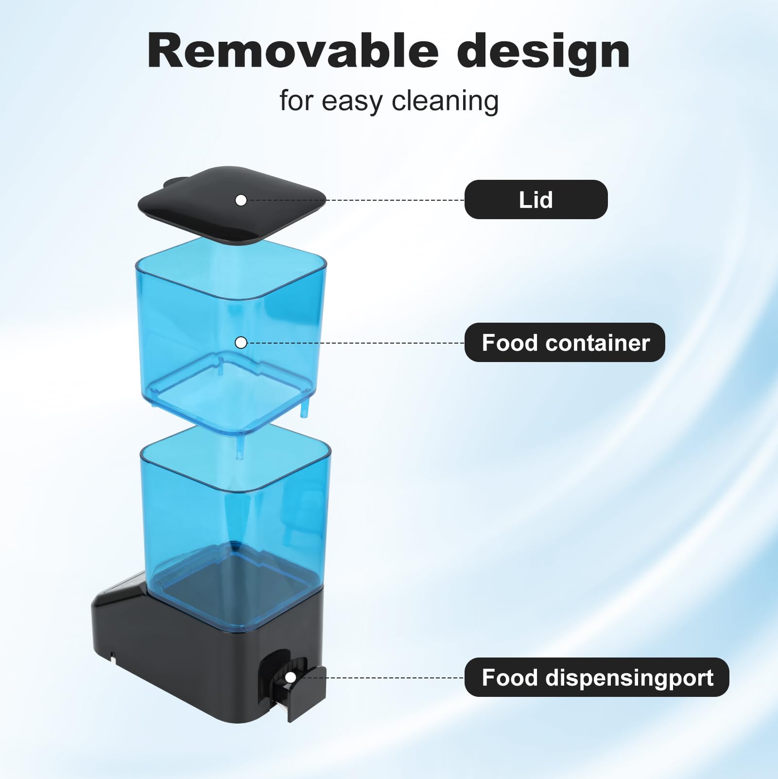 Mangeoire Automatique pour Bassin, 2L fishkeeper Distributeur Automatique pour Aquarium avec Minuterie, 1 À 6 Repas/Jour, Système Anti-Blocage, Mode Manuel/Automatique,(Piles Non Incluses)