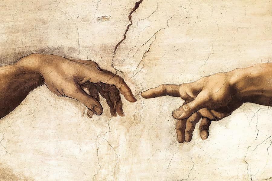 LGDSBHH The Creation of Adam Canvas Printed Canvas of The Hand of God Wall Art Image for Living Room Decoration Prints Canvas Wall Art Decor Posters 12x18inch(30x45cm)