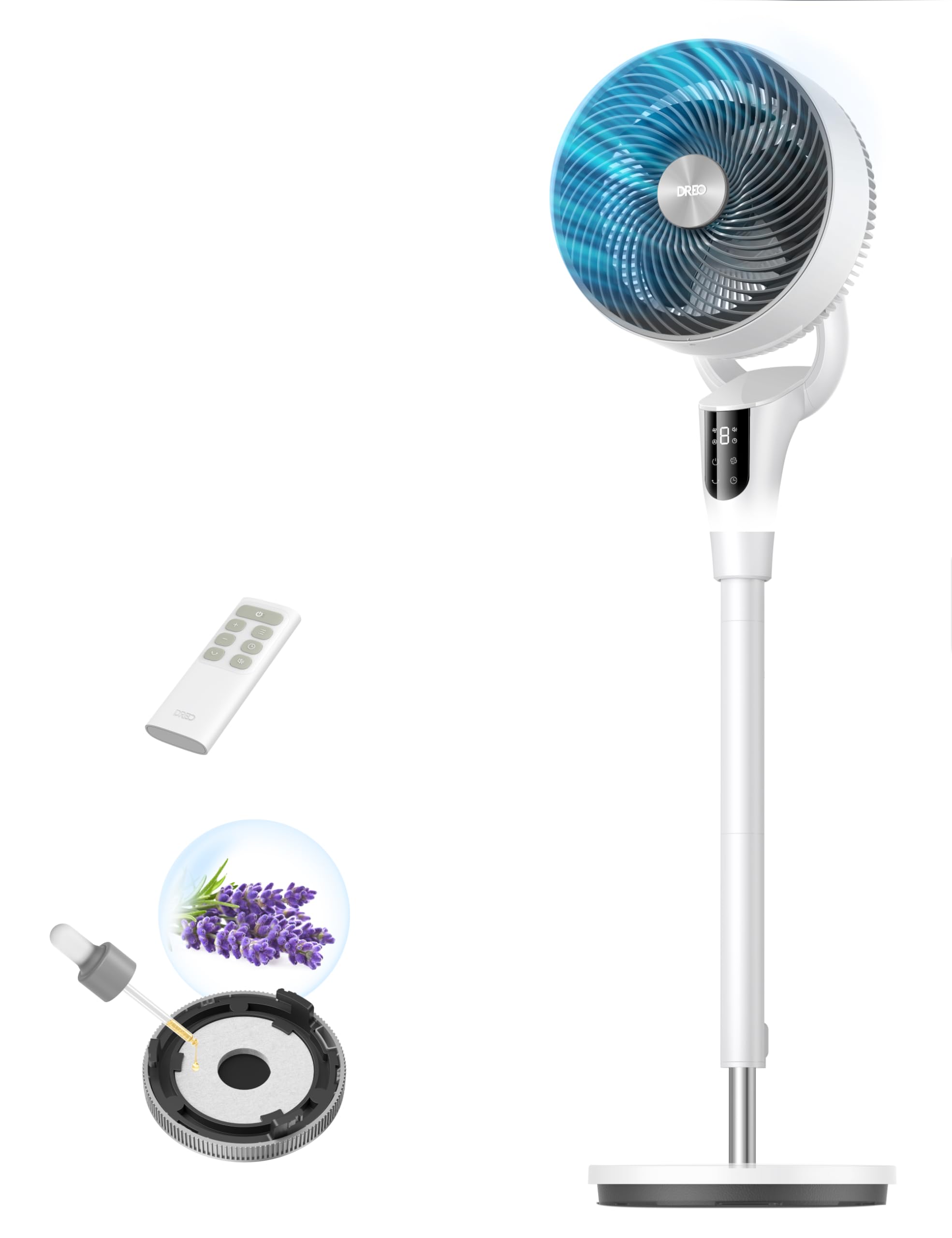 Fan for Bedroom, 2026 Upgraded, 90ft Airflow, 20dB Quiet Fan, 90° Oscillating Standing Fan for Whole Room, DC Motor, 8+H Speeds, 3 Modes, 38-42'' Adjustable Height, 8H Timer, 105° Manual Vertical