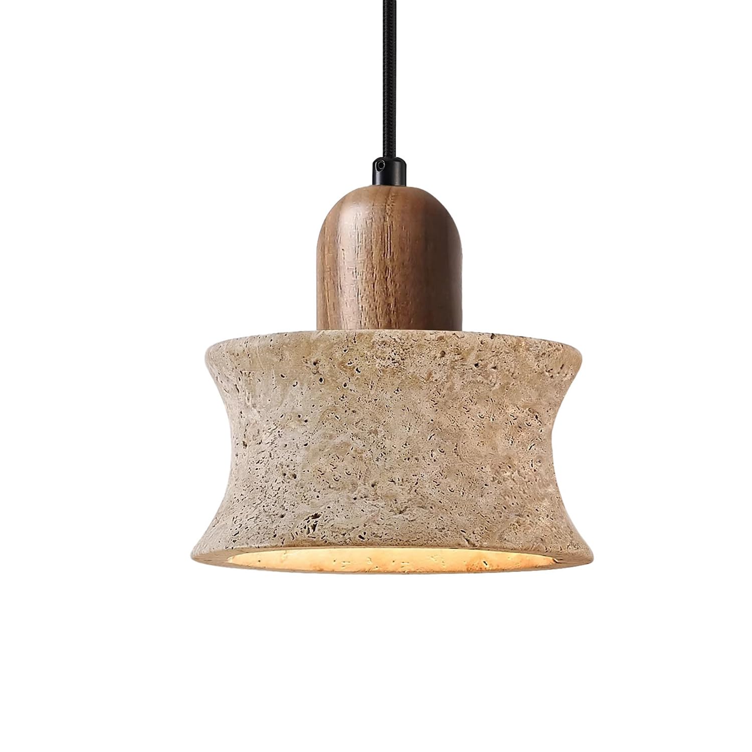 MTNROO Yellow Travertine Hanging Lights 6.3 Inch Pendant Lamp Chandelier Natural Porous Travertine Stone E27 Base Wabi-Sabi Art Japanese Style Wabi-Sabi Art for Home Restaurant Bedside Coffee Shop