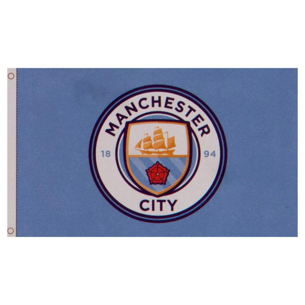MANCHESTER CITYFC Official Soccer Gift 5x3ft Crest Body Flag