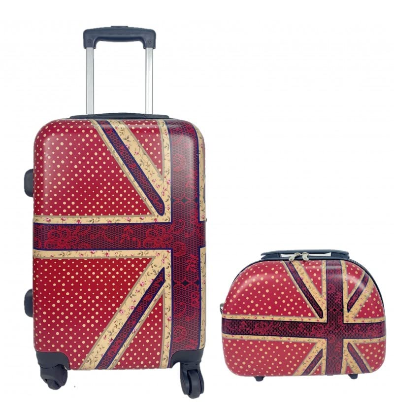 DESS Maleta De Cabina Equipaje De Mano con Neceser 4 Ruedas 360º Bandera Inglaterra
