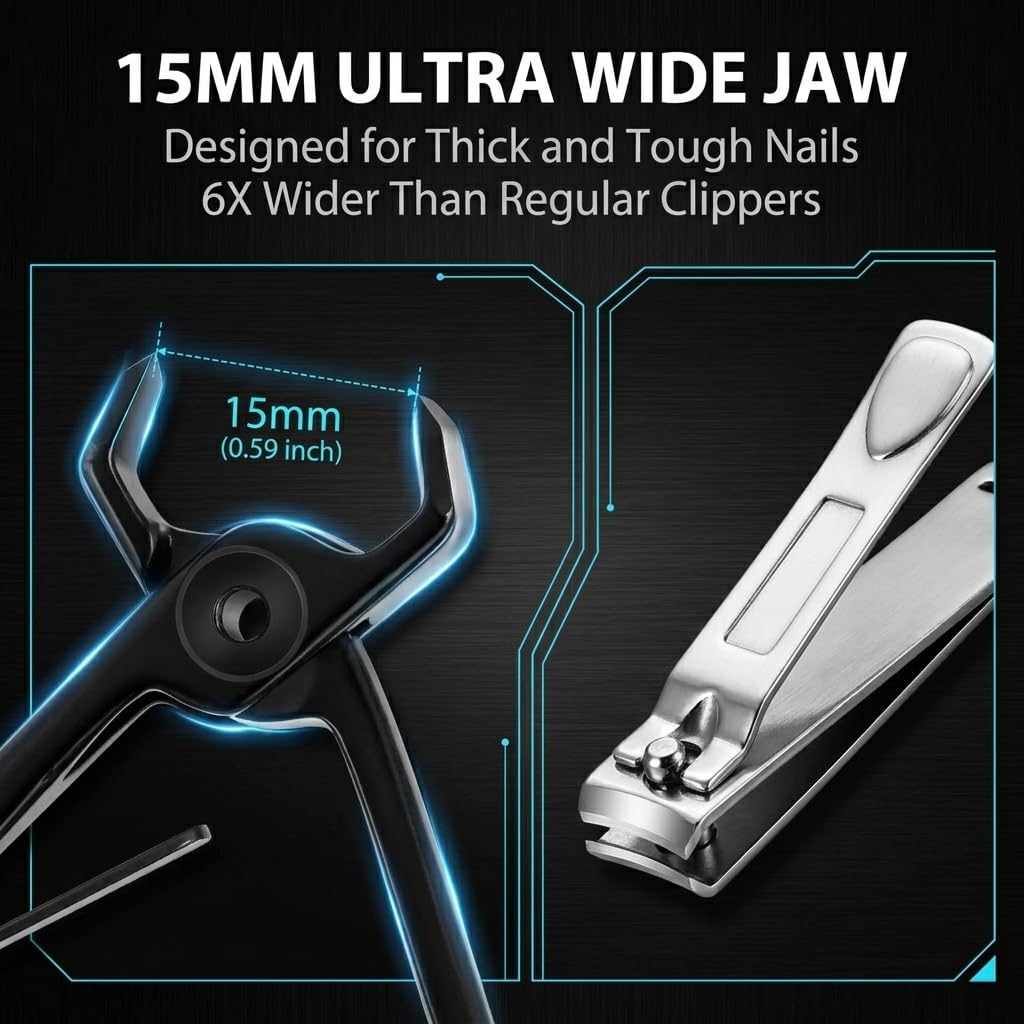 MAYCREATE Nail Cutter Set, Stainless Steel Clipper with File, Wide Opening