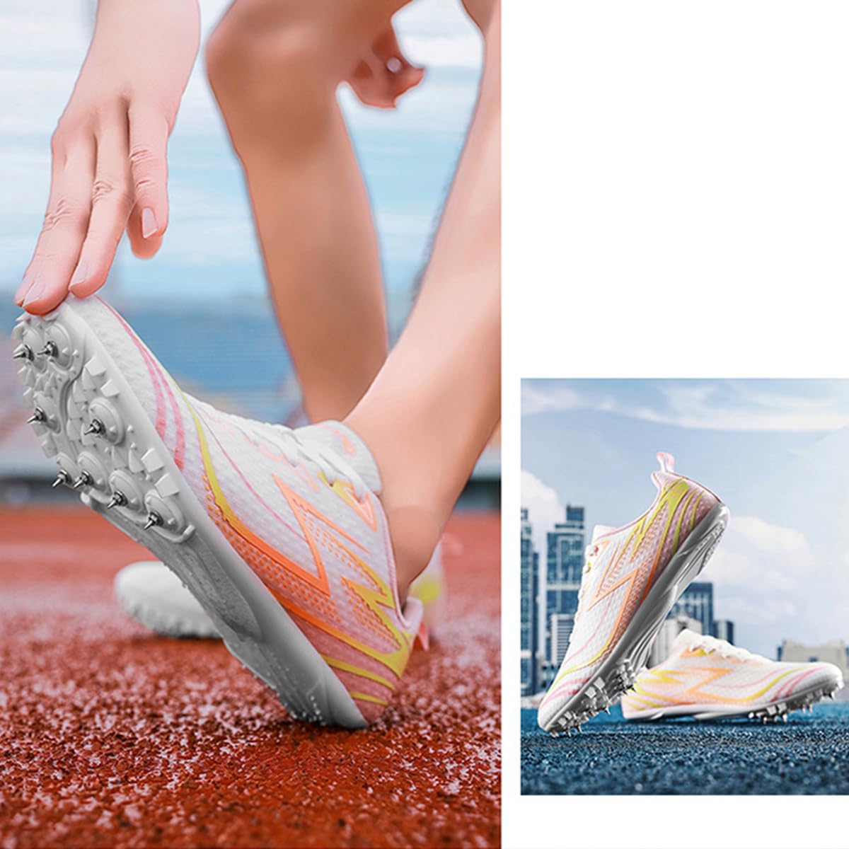 Chaussures d'athlétisme 8 Pointes pour Hommes Femmes Chaussures Course De Sprint Saut pour Sprint et mi-Distance
