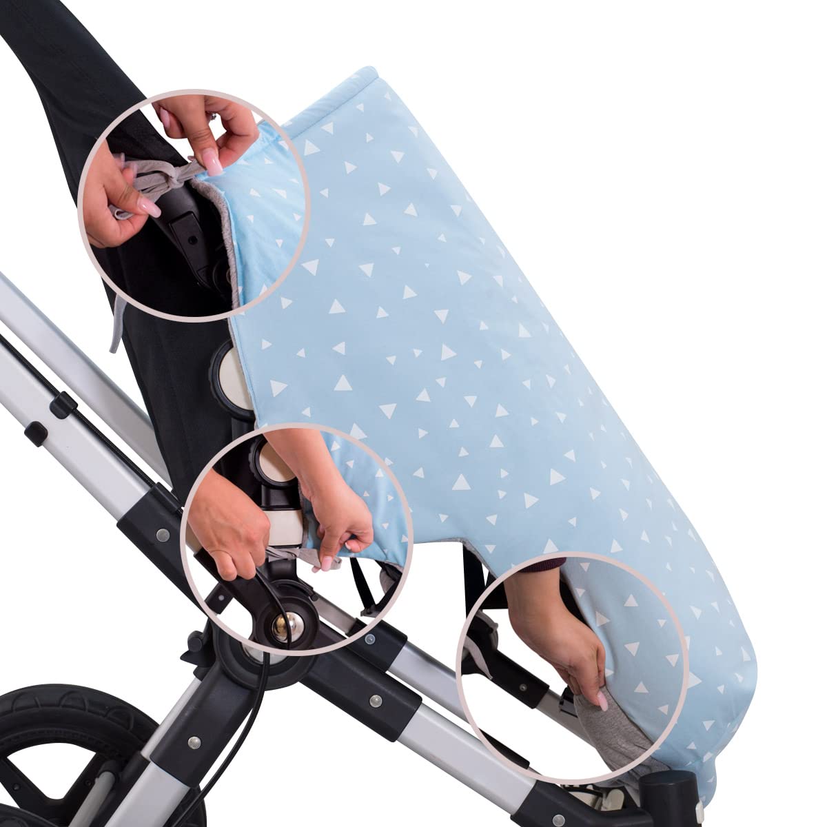 JYOKO KIDS Sacco Coperta per Bambino copri piedi per passeggino, Cotone Primavera/Mezza stagione (80 Cm, BLUE SPARKLES)