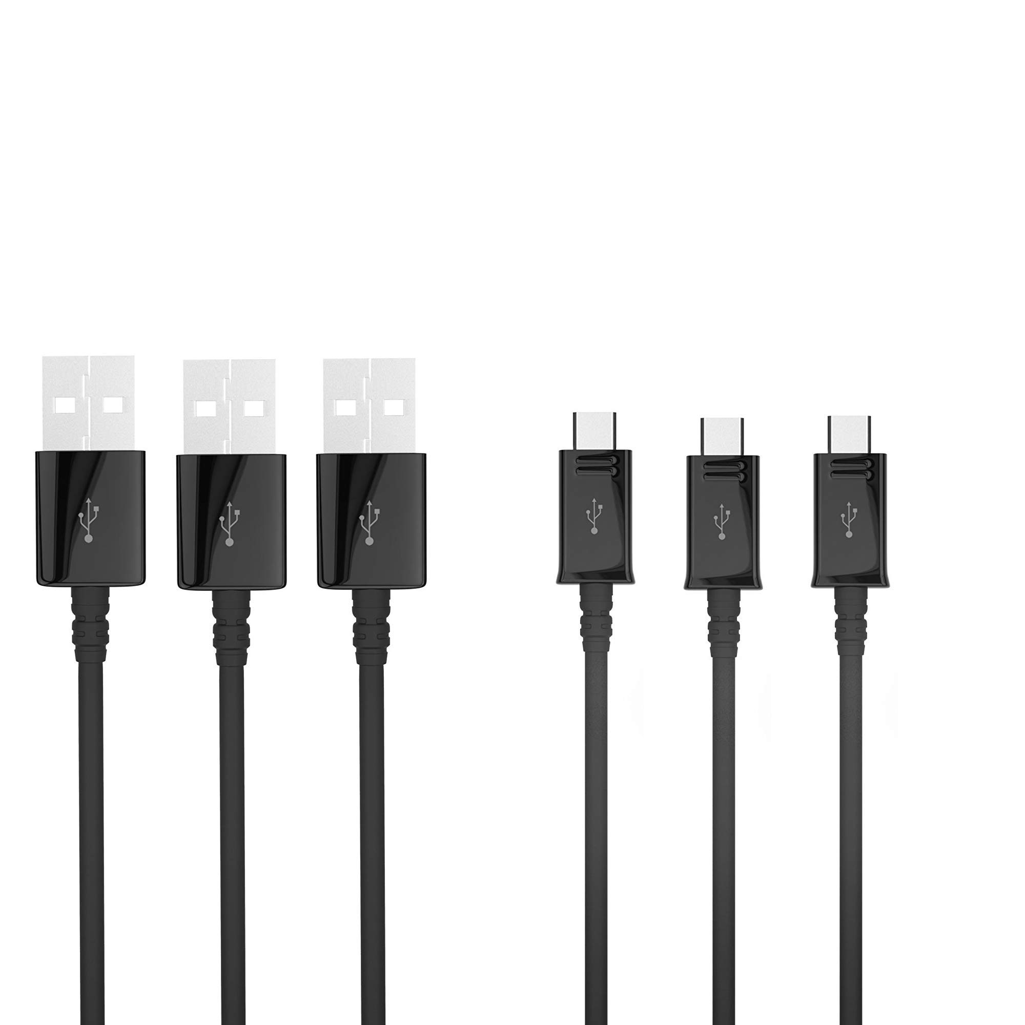3-Pack Micro USB Cable High Speed Data and Charging for Samsung Galaxy S6/S7/J8/J7/J6/J5/J4/J3/J2/J1 Edge Plus Active, Note 4/5, LG Q6/K7,Nexus 6/5, Motorola Moto G5S Plus/G5/G4 (Black)