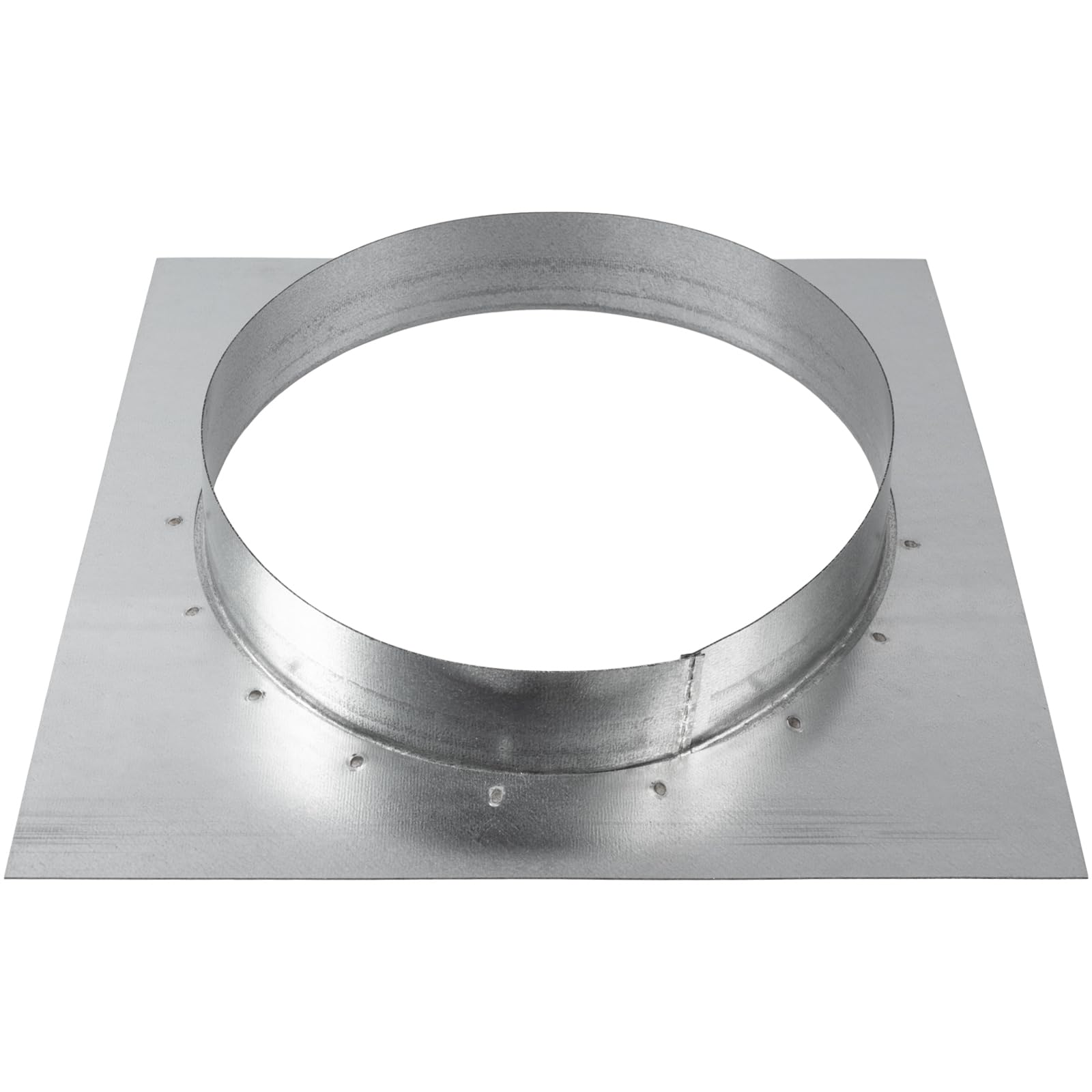 8 inch / 200mm Galvanized steel duct connection with flange - round fitting for flexible or rigid pipes - connection for drain, waste and vent pipes - air hose mounting plate