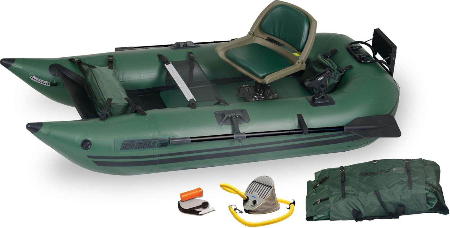 Sea Eagle 285 Frameless Inflatable 9’ Pontoon Fishing Boat - 1 Person- Lightweight